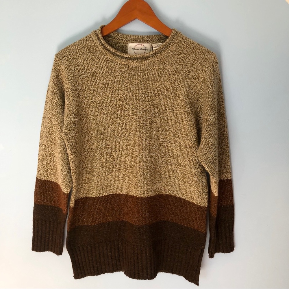 HP💫 VTG Brown Colorblock Knit Sweater